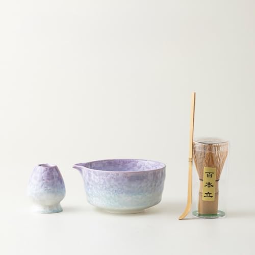 JIKANNOYA 抹茶 セット matcha set 初心者 茶道具 4点セット 陶器 抹茶茶碗 bowl 茶杓 茶せん 百本立 whisk 茶筅立て くせ直し お手入れも簡単 自宅用 ceremony 母の日 父の日 誕生日 贈り物 gift おしゃれ cute 高級 おうち時間グッズ 氷裂貫入釉薬シリーズ CJ188