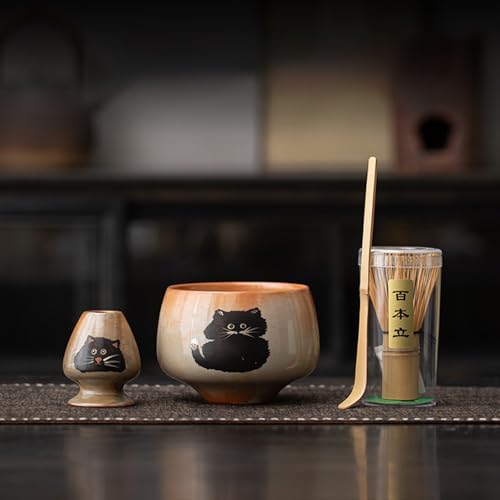 JIKANNOYA 抹茶セット 抹茶 セット 自宅用 茶道具 初心者 お点前セット 抹茶 陶器 抹茶茶碗 茶杓 茶杓立て 茶せん 百本立 茶筅立て くせ直し 綿茶巾 抹茶篩 茶道セット matcha set for beginners お手入れも簡単 母の日 父の日 誕生日 贈り物 おしゃれ 600ml AQCJ87