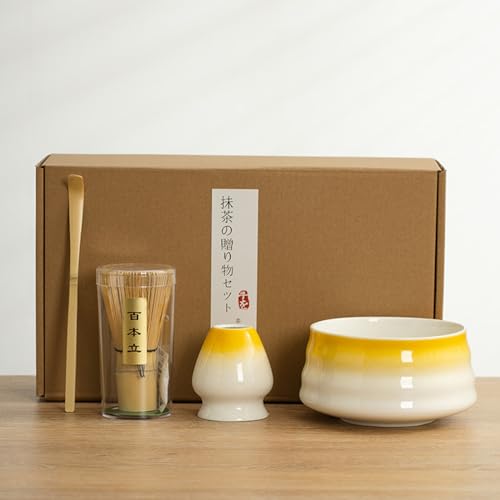 JIKANNOYA 抹茶セット お点前セット 茶道具 セット 4点セット 茶杓 茶筅 茶せん 百本立 茶筅立て くせ直し 初心者 お手入れも簡単 母の日 父の日 誕生日 贈り物 500ml