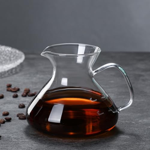 JIKANNOYA コーヒードリッパー ハンドドリップセット コーヒーサーバー 割れない 高ホウ素シリカガラス材料 耐熱ガラス 直火対応 耐寒性 ドリッパー 電子レンジ·食洗機対応 コーヒー用品 洗いやすい 多用途 家用 喫茶店 透明 大きなお腹 ポット 1~2杯用 300ml