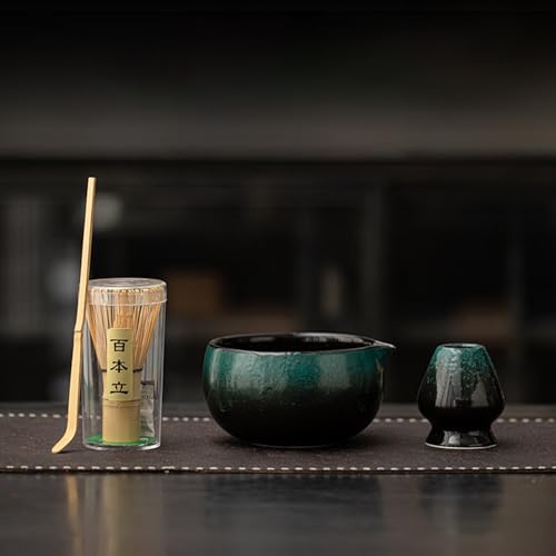 JIKANNOYA 抹茶 セット matcha set 茶道具 4点セット陶器 抹茶茶碗 bowl 茶杓 茶杓立て 茶せん 百本立 whisk 茶筅立て くせ直し 綿茶巾 抹茶篩 お手入れも簡単 初心者 自宅用 ceremony 母の日 父の日 誕生日 贈り物 gift おしゃれ cute 高級 CJ145