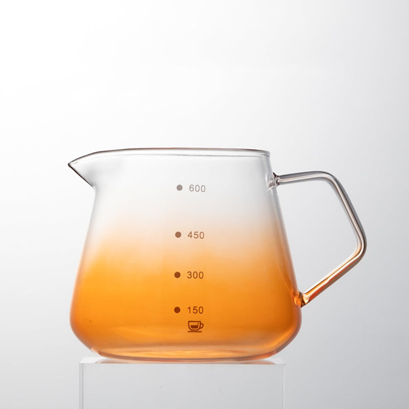 JIKANNOYA コーヒーポット 割れない 高ホウ素シリカガラス材料 耐熱ガラス 直火対応 耐寒性 ハンドル付き コーヒーサーバー 目盛あり 電子レンジ 食洗機対応 コーヒー用品 使いやすい 洗いやすい 多用途 家用 喫茶店 1~4杯用