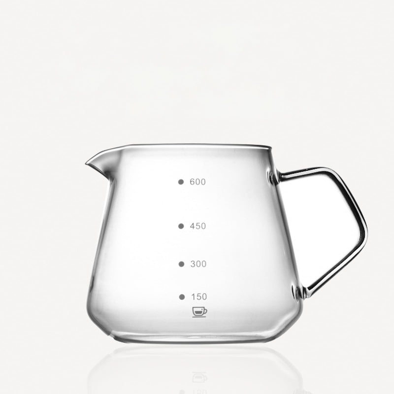 JIKANNOYA コーヒーポット 割れない 高ホウ素シリカガラス材料 耐熱ガラス 直火対応 耐寒性 ハンドル付き コーヒーサーバー 目盛あり 電子レンジ 食洗機対応 コーヒー用品 使いやすい 洗いやすい 多用途 家用 喫茶店 1~4杯用