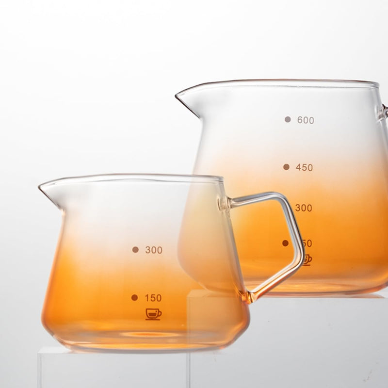 JIKANNOYA コーヒーポット 割れない 高ホウ素シリカガラス材料 耐熱ガラス 直火対応 耐寒性 ハンドル付き コーヒーサーバー 目盛あり 電子レンジ 食洗機対応 コーヒー用品 使いやすい 洗いやすい 多用途 家用 喫茶店 1~4杯用