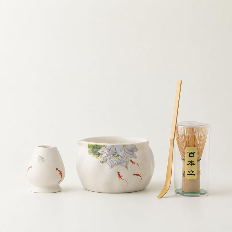 JIKANNOYA 抹茶 セット matcha set 初心者 茶道具 4点セット 陶器 抹茶茶碗 bowl 茶杓 茶せん 百本立 whisk 茶筅立て くせ直し お手入れも簡単 自宅用 ceremony 母の日 父の日 誕生日 贈り物 gift おしゃれ cute 高級 おうち時間グッズ 手描き CJ232