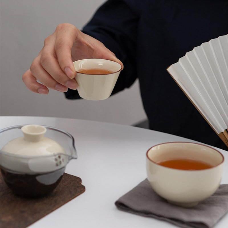 JIKANNOYA 中国茶器セット 茶器 茶具 磁器 湯呑み 急須 セット 携帯 台湾茶器 旅行ティーセット 茶の入れ 携帯用茶具 車載旅行茶器セット 収納バッグ付き 初心者 おしゃれ 軽量 お出かけ用 旅行 お手入れも簡単 母の日 父の日 誕生日 贈り物 AQZGCJ09
