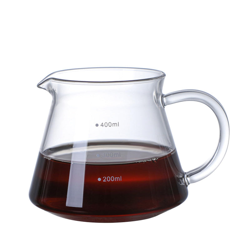 JIKANNOYA コーヒードリッパー 400ml ハンドドリップセット コーヒーサーバー 割れない 目盛付き 高ホウ素シリカガラス材料 耐熱ガラス 直火対応 耐寒性 ドリッパー 電子レンジ·食洗機対応 コーヒー用品 洗いやすい 多用途 家用 喫茶店 1~2杯用