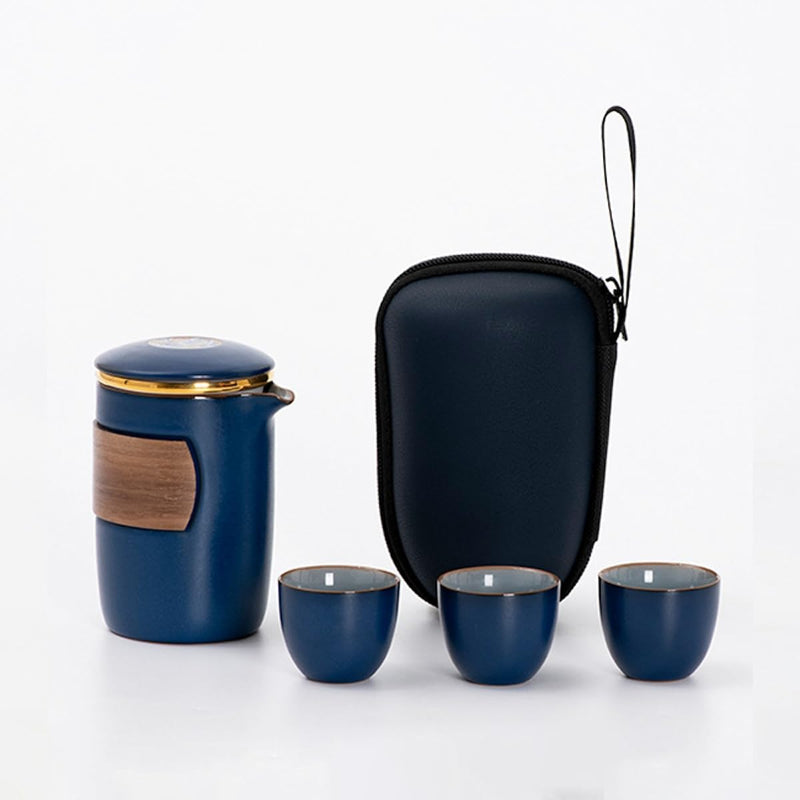 JIKANNOYA 中国茶器セット 茶器 茶具 磁器 湯呑み 急須 セット 携帯 台湾茶器 旅行ティーセット 茶の入れ 携帯用茶具 車載旅行茶器セット 収納バッグ付き 初心者 高級 おしゃれ 軽量 お出かけ用 旅行 お手入れも簡単 母の日 父の日 誕生日 贈り物 AQZGCJ06