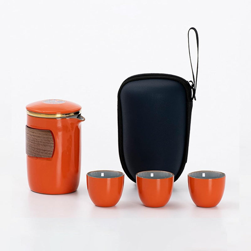 JIKANNOYA 中国茶器セット 茶器 茶具 磁器 湯呑み 急須 セット 携帯 台湾茶器 旅行ティーセット 茶の入れ 携帯用茶具 車載旅行茶器セット 収納バッグ付き 初心者 高級 おしゃれ 軽量 お出かけ用 旅行 お手入れも簡単 母の日 父の日 誕生日 贈り物 AQZGCJ06