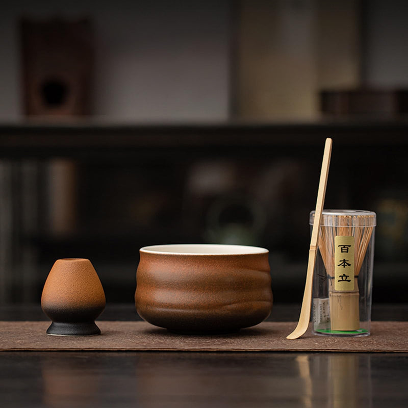 JIKANNOYA 抹茶 セット 抹茶セット 自宅用 茶道具 初心者 お点前セット 抹茶 陶器 抹茶茶碗 茶杓 茶杓立て 茶せん 百本立 茶筅立て くせ直し 綿茶巾 抹茶篩 茶道セット matcha set for beginners お手入れも簡単 母の日 父の日 誕生日 贈り物セット おしゃれ 550ml AQCJ79