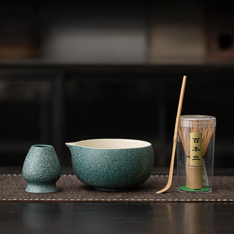 JIKANNOYA 抹茶セット 抹茶 セット 自宅用 茶道具 初心者 お点前セット 抹茶 陶器 抹茶茶碗 茶杓 茶杓立て 茶せん 百本立 茶筅立て くせ直し 綿茶巾 抹茶篩 茶道セット matcha set for beginners お手入れも簡単 母の日 父の日 誕生日 贈り物 おしゃれ 550ml AQCJ86