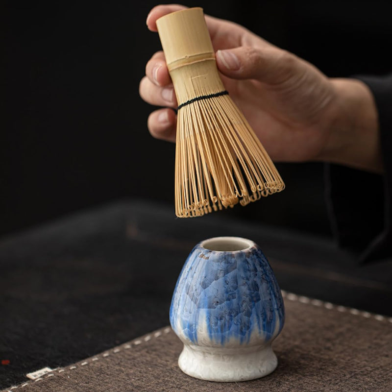 JIKANNOYA 抹茶セット 抹茶 セット 自宅用 茶道具 初心者 お点前セット 抹茶 陶器 抹茶茶碗 茶杓 ネコ茶杓立て 茶せん 百本立 茶道セット matcha set for beginners お手入れも簡単 母の日 父の日 誕生日 贈り物 おしゃれ 8点セット 氷裂貫入釉薬シリーズ CJ162