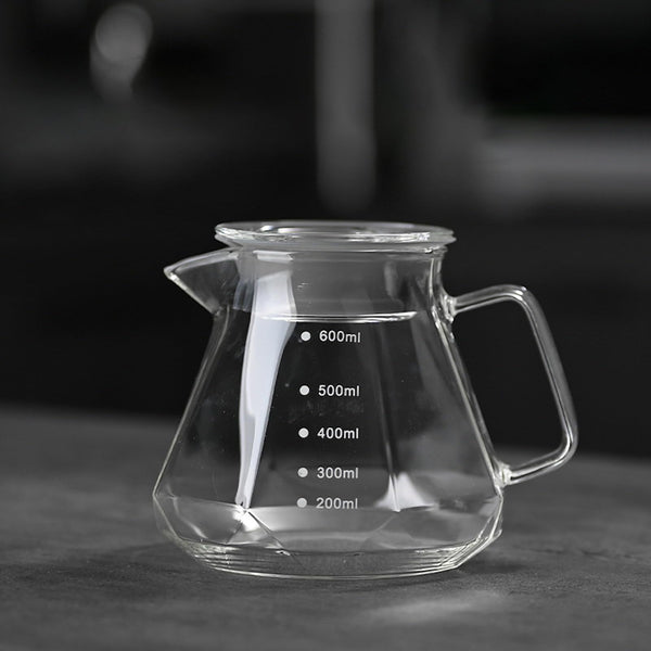JIKANNOYA コーヒーサーバー 割れない 耐熱ガラス コーヒードリッパー ハンドドリップセット コーヒー サーバー 高ホウ素シリカガラス材料 直火対応 耐寒性 透明 蓋付き 電子レンジ·食洗機対応 目盛り付き コーヒー用品 使いやすい 洗いやすい 多用途 家用 喫茶店 KF32