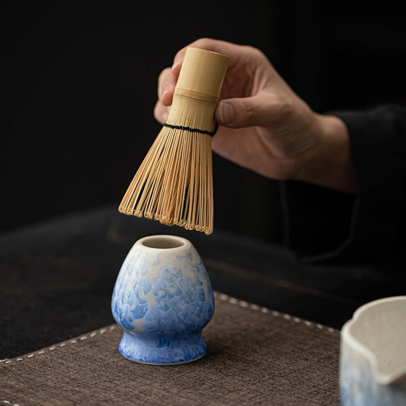 JIKANNOYA 抹茶セット 抹茶 セット 自宅用 茶道具 初心者 お点前セット 抹茶 陶器 抹茶茶碗 茶杓 ネコ茶杓立て 茶せん 百本立 茶道セット matcha set for beginners お手入れも簡単 母の日 父の日 誕生日 贈り物 おしゃれ 8点セット 氷裂貫入釉薬シリーズ CJ158