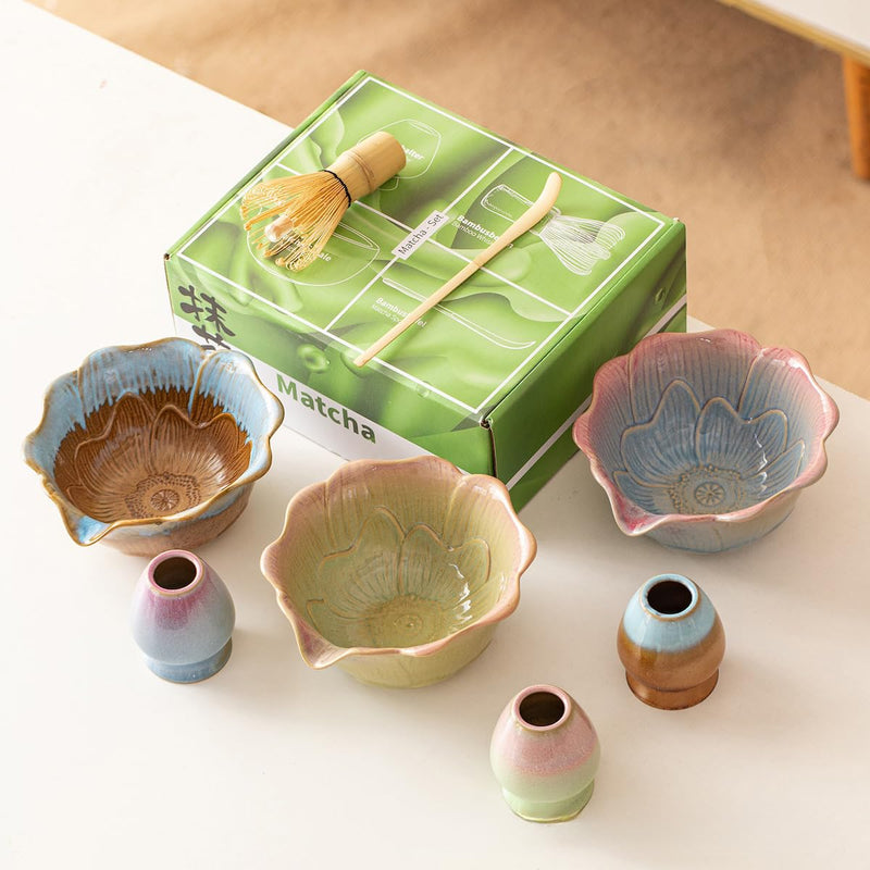 JIKANNOYA 抹茶 セット matcha set 初心者 茶道具 4点セット 陶器 抹茶茶碗 bowl 茶杓 茶せん 百本立 whisk 茶筅立て くせ直し お手入れも簡単 自宅用 ceremony 母の日 父の日 誕生日 贈り物 gift おしゃれ cute 高級 おうち時間グッズ 蓮 CJ187