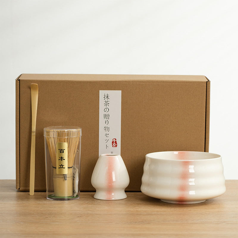 JIKANNOYA 抹茶セット お点前セット 茶道具 セット 4点セット 茶杓 茶筅 茶せん 百本立 茶筅立て くせ直し 初心者 お手入れも簡単 母の日 父の日 誕生日 贈り物 500ml
