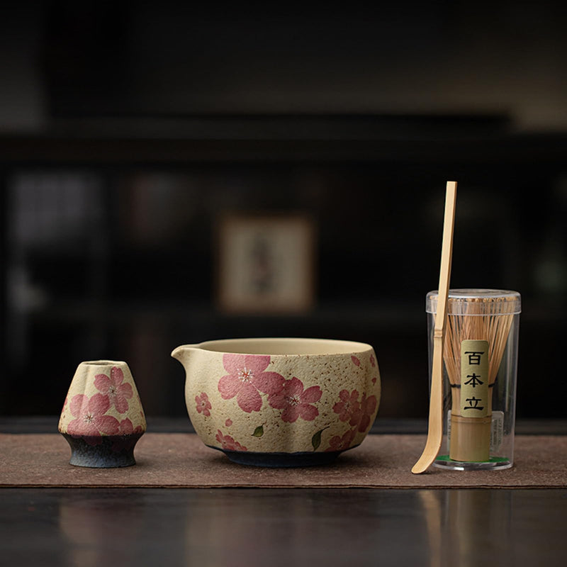 JIKANNOYA 抹茶 セット matcha set 茶道具 4点セット 抹茶茶碗 bowl 茶杓 茶せん 百本立 whisk 茶筅立て くせ直し お手入れも簡単 初心者 自宅用 ceremony 母の日 父の日 誕生日 贈り物 gift 持ち運び おしゃれ cute 高級 おうち時間グッズ CJ225