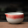 抹茶茶碗(グラデーションレッド、注ぎ口付き)