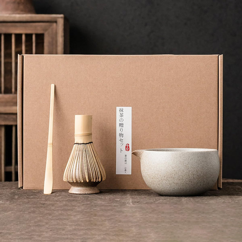 JIKANNOYA 抹茶セット お点前セット 茶道具 セット 4点セット 茶杓 茶筅 茶せん 百本立 茶筅立て くせ直し 初心者 お手入れも簡単 母の日 父の日 誕生日 贈り物