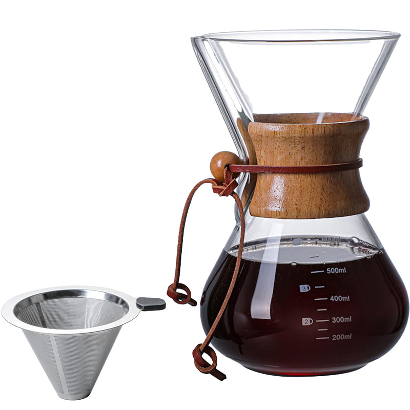 JIKANNOYA コーヒーサーバー 割れない 400ml 高ホウ素シリカガラス材料 目盛付き 直火対応 コーヒーポット 透明 電子レンジ 食洗機対応 コーヒー用品 使いやすい 洗いやすい 多用途 家用 喫茶店 1~3杯用