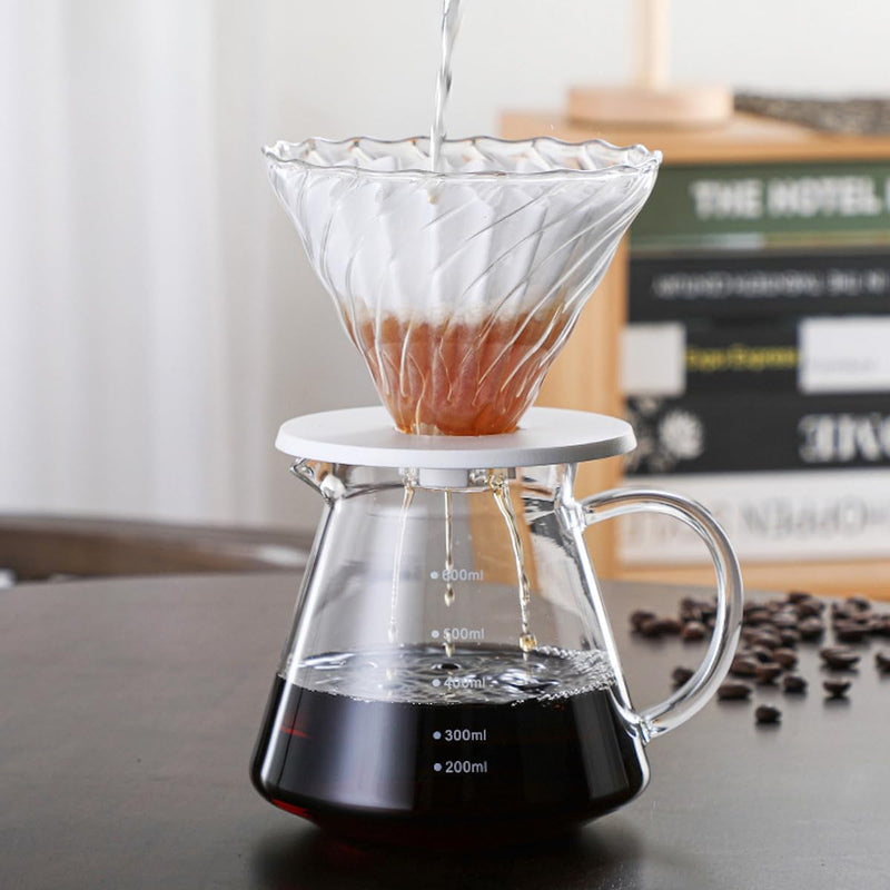 JIKANNOYA コーヒードリッパー 400ml ハンドドリップセット コーヒーサーバー 割れない 目盛付き 高ホウ素シリカガラス材料 耐熱ガラス 直火対応 耐寒性 ドリッパー 電子レンジ·食洗機対応 コーヒー用品 洗いやすい 多用途 家用 喫茶店 1~2杯用