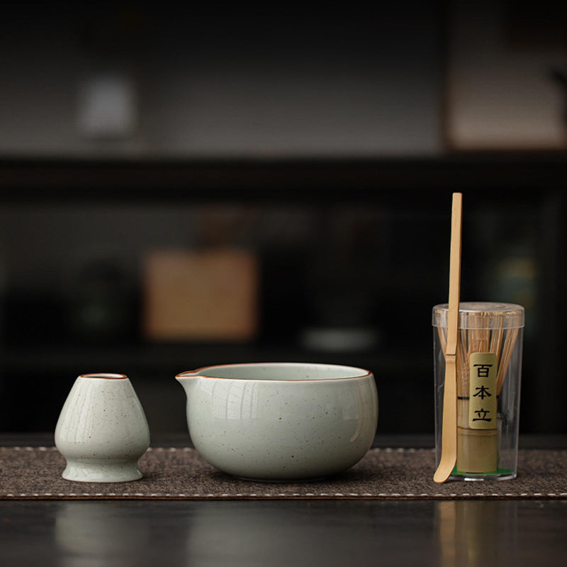 JIKANNOYA 抹茶 セット matcha set 茶道具 4点セット 抹茶茶碗 bowl 茶杓 茶せん 百本立 whisk 茶筅立て くせ直し お手入れも簡単 初心者 自宅用 ceremony 母の日 父の日 誕生日 贈り物 gift 持ち運び おしゃれ cute 高級 おうち時間グッズ CJ170