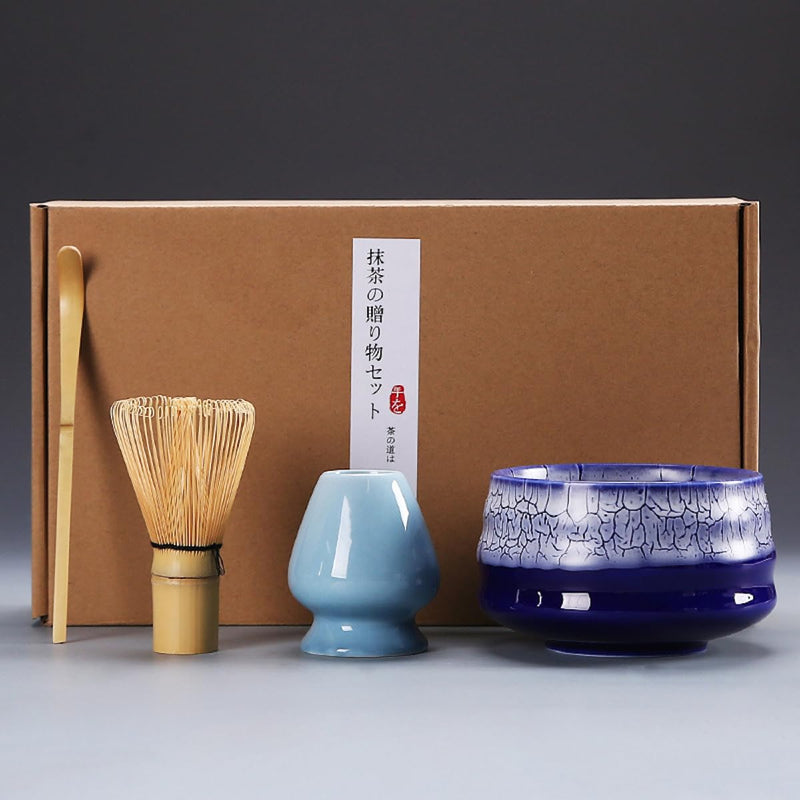 JIKANNOYA 抹茶セット お点前セット 茶道具 セット 4点セット 茶杓 茶筅 茶せん 百本立 茶筅立て くせ直し 初心者 お手入れも簡単 母の日 父の日 誕生日 贈り物 竹製茶碗
