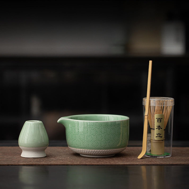 JIKANNOYA 抹茶 セット matcha set 初心者 茶道具 4点セット 陶器 抹茶茶碗 bowl 茶杓 茶せん 百本立 whisk 茶筅立て くせ直し お手入れも簡単 自宅用 ceremony 母の日 父の日 誕生日 贈り物 gift おしゃれ cute 高級 おうち時間グッズ CJ186