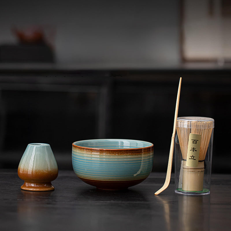 JIKANNOYA 抹茶セット お点前セット 茶道具 セット 4点セット 茶杓 茶筅 茶せん 百本立 茶筅立て くせ直し 初心者 お手入れも簡単 母の日 父の日 誕生日 贈り物 AQCJ43