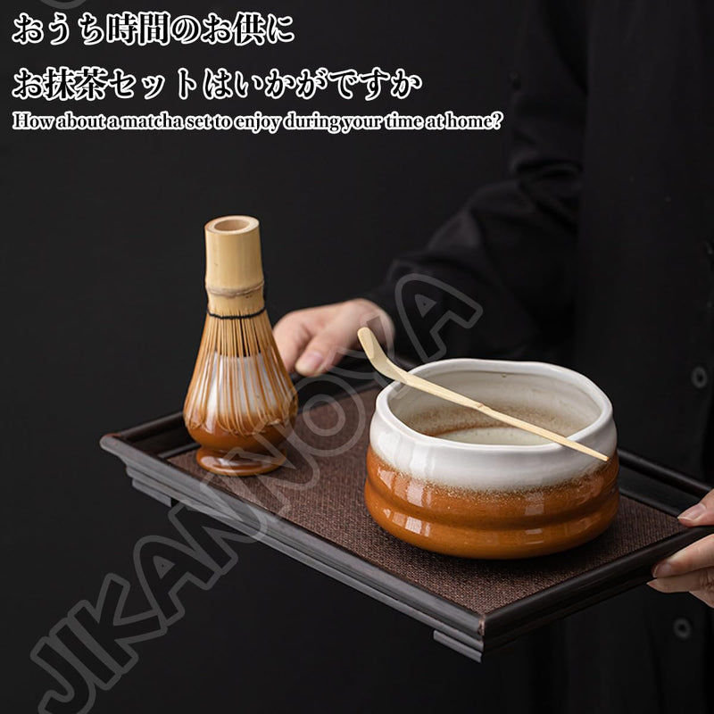 JIKANNOYA 抹茶セット お点前セット 茶道具 セット 4点セット 茶杓 茶筅 茶せん 百本立 茶筅立て くせ直し 初心者 お手入れも簡単 母の日 父の日 誕生日 贈り物 AQCJ43