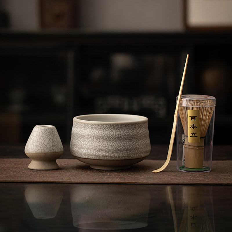 JIKANNOYA 抹茶セット お点前セット 茶道具 セット 4点セット 茶杓 茶筅 茶せん 百本立 茶筅立て くせ直し 初心者 お手入れも簡単 母の日 父の日 誕生日 贈り物 AQCJ02N