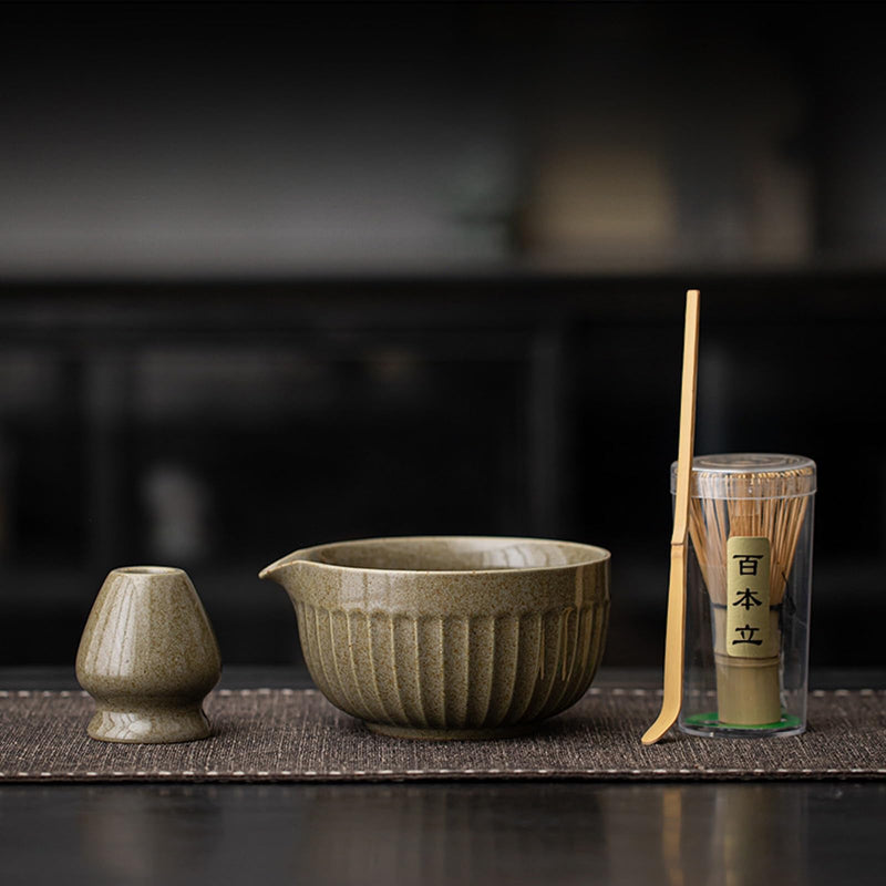 JIKANNOYA 抹茶 セット matcha set 茶道具 4点セット陶器 抹茶茶碗 bowl 茶杓 茶せん 百本立 whisk 茶筅立て くせ直し お手入れも簡単 初心者 自宅用 ceremony 母の日 父の日 誕生日 贈り物 gift おしゃれ cute 高級 おうち時間グッズ CJ168