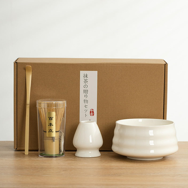 JIKANNOYA 抹茶セット お点前セット 茶道具 セット 4点セット 茶杓 茶筅 茶せん 百本立 茶筅立て くせ直し 初心者 お手入れも簡単 母の日 父の日 誕生日 贈り物 500ml