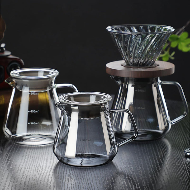 JIKANNOYA コーヒードリッパー ハンドドリップセット コーヒーサーバー 割れない コーヒー サーバー 高ホウ素シリカガラス材料 耐熱ガラス 直火対応 耐寒性 透明 蓋付き 電子レンジ·食洗機対応 目盛り付き コーヒー用品 使いやすい 洗いやすい 多用途 家用 喫茶店 AQKF31