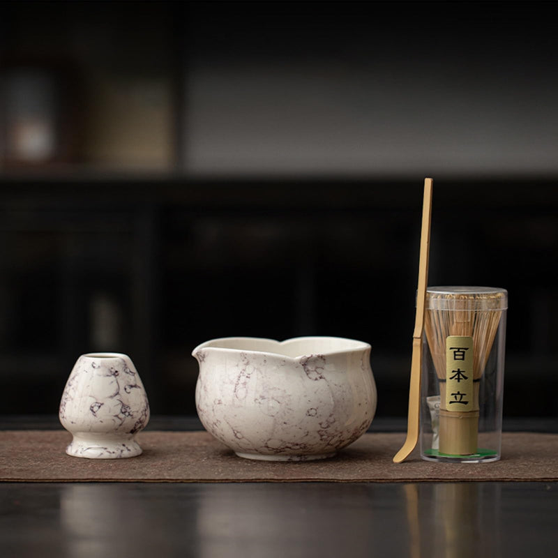 JIKANNOYA 抹茶 セット matcha set 茶道具 4点セット陶器 抹茶茶碗 bowl 茶杓 茶杓立て 茶せん 百本立 whisk 茶筅立て くせ直し 綿茶巾 抹茶篩 お手入れも簡単 初心者 自宅用 ceremony 母の日 父の日 誕生日 贈り物 gift おしゃれ cute 高級 CJ140