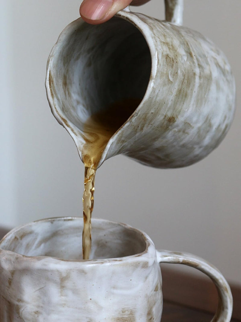 JIKANNOYA コーヒードリッパー コーヒーサーバーセット 300ml 陶器製 レトロ 侘び寂び ハンドドリップセット コーヒーサーバー ドリッパー 電子レンジ·食洗機対応 コーヒー用品 洗いやすい 多用途 家用 喫茶店 プレゼント おしゃれ 1~2杯用 AQKF29