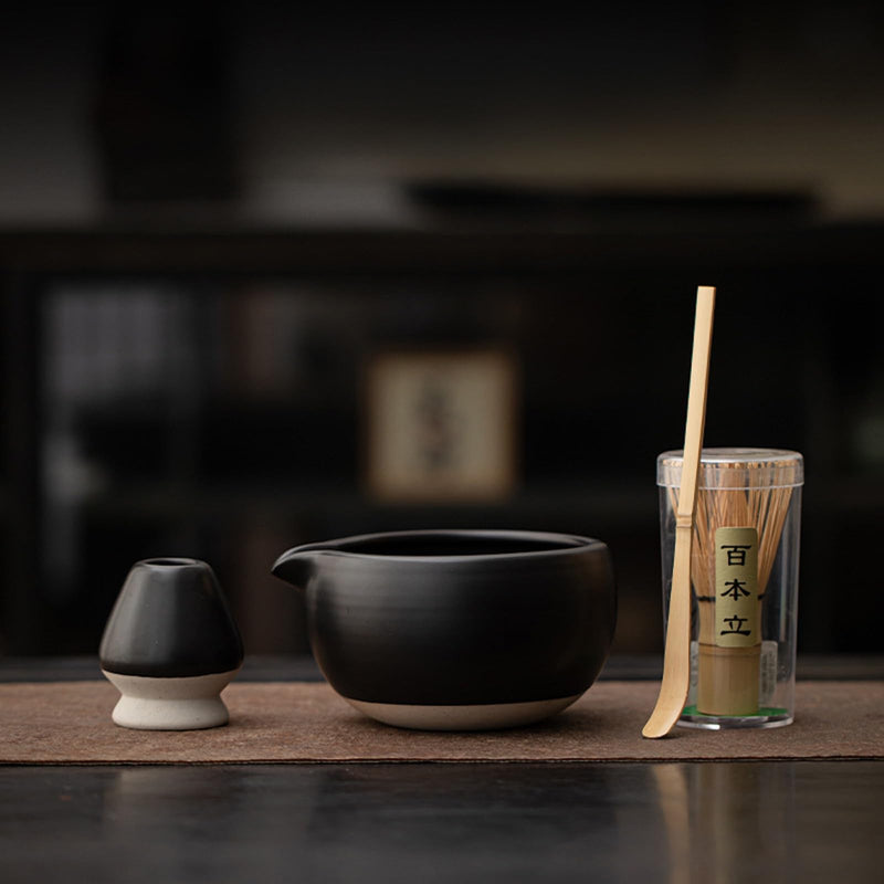 JIKANNOYA 抹茶 セット matcha set 初心者 茶道具 4点セット 陶器 抹茶茶碗 bowl 茶杓 茶せん 百本立 whisk 茶筅立て くせ直し お手入れも簡単 自宅用 ceremony 母の日 父の日 誕生日 贈り物 gift おしゃれ cute 高級 おうち時間グッズ CJ189