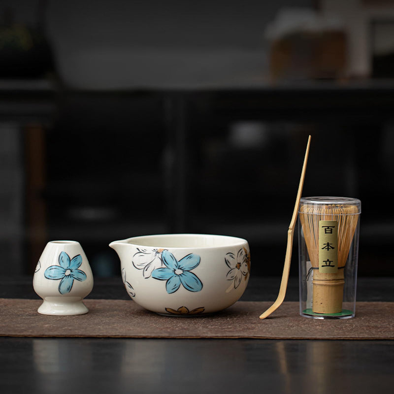 JIKANNOYA 抹茶セット 茶道具 初心者 お点前セット 7点セット 茶杓 茶筅 茶せん 百本立 茶筅立て くせ直し 抹茶篩 綿茶巾 陶器茶杓立て お手入れも簡単 母の日 父の日 誕生日 贈り物 AQCJ34