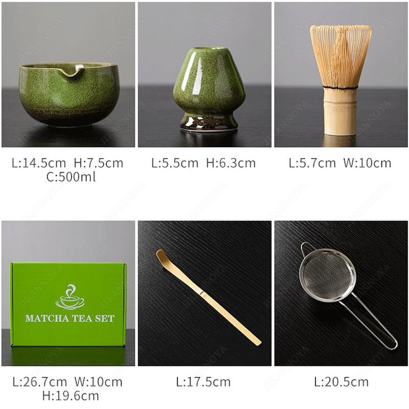 JIKANNOYA 抹茶セット お点前セット 茶道具 セット 5点セット 陶磁器茶碗 注ぎ口付き 茶杓 茶筅 茶せん 百本立 茶筅立て くせ直し 初心者 お手入れも簡単 母の日 父の日 誕生日 贈り物
