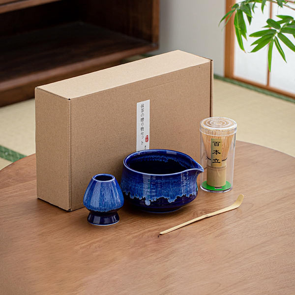 JIKANNOYA 抹茶セット お点前セット 茶道具 セット 4点セット 茶杓 茶筅 茶せん 百本立 茶筅立て くせ直し 初心者 お手入れも簡単 母の日 父の日 誕生日 贈り物 AQCJ44