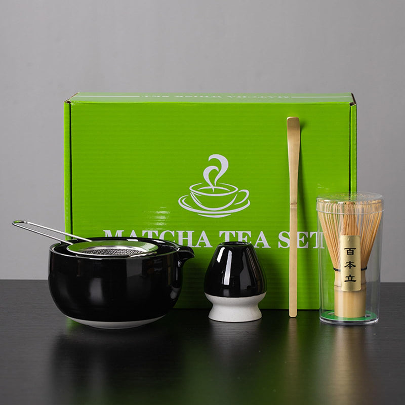 JIKANNOYA 抹茶セット お点前セット 茶道具 セット 5点セット 陶磁器茶碗 注ぎ口付き 茶杓 茶筅 茶せん 百本立 茶筅立て くせ直し 初心者 お手入れも簡単 母の日 父の日 誕生日 贈り物