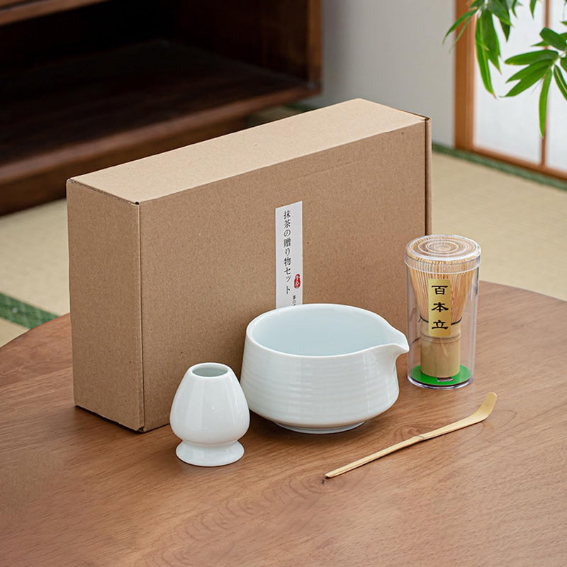 JIKANNOYA 抹茶セット お点前セット 茶道具 セット 4点セット 茶杓 茶筅 茶せん 百本立 茶筅立て くせ直し 初心者 お手入れも簡単 母の日 父の日 誕生日 贈り物 AQCJ44