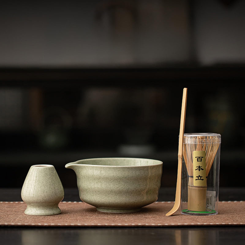 JIKANNOYA 抹茶 セット matcha set 茶道具 4点セット 抹茶茶碗 bowl 茶杓 茶せん 百本立 whisk 茶筅立て くせ直し お手入れも簡単 初心者 自宅用 ceremony 母の日 父の日 誕生日 贈り物 gift 持ち運び おしゃれ cute 高級 おうち時間グッズ CJ196