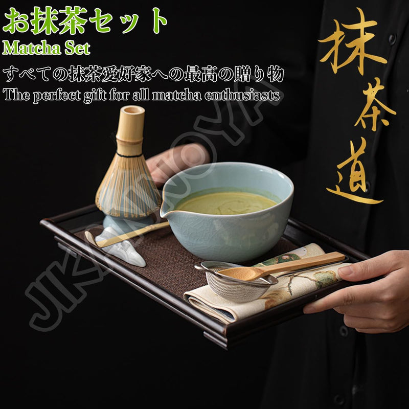 JIKANNOYA 抹茶 セット 抹茶セット 自宅用 茶道具 初心者 お点前セット 抹茶 陶器 抹茶茶碗 茶杓 茶杓立て 茶せん 百本立 茶筅立て くせ直し 綿茶巾 抹茶篩 茶道セット matcha set for beginners お手入れも簡単 母の日 父の日 誕生日 贈り物 おしゃれ AQCJ107
