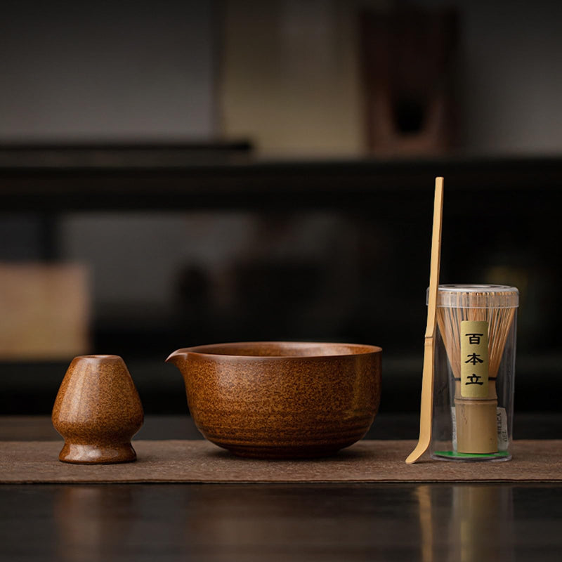 JIKANNOYA 抹茶 セット 抹茶セット 自宅用 茶道具 初心者 お点前セット 抹茶 陶器 抹茶茶碗 茶杓 茶杓立て 茶せん 百本立 茶筅立て くせ直し 綿茶巾 抹茶篩 茶道セット matcha set for beginners お手入れも簡単 母の日 父の日 誕生日 贈り物セット おしゃれ 600ml AQCJ82