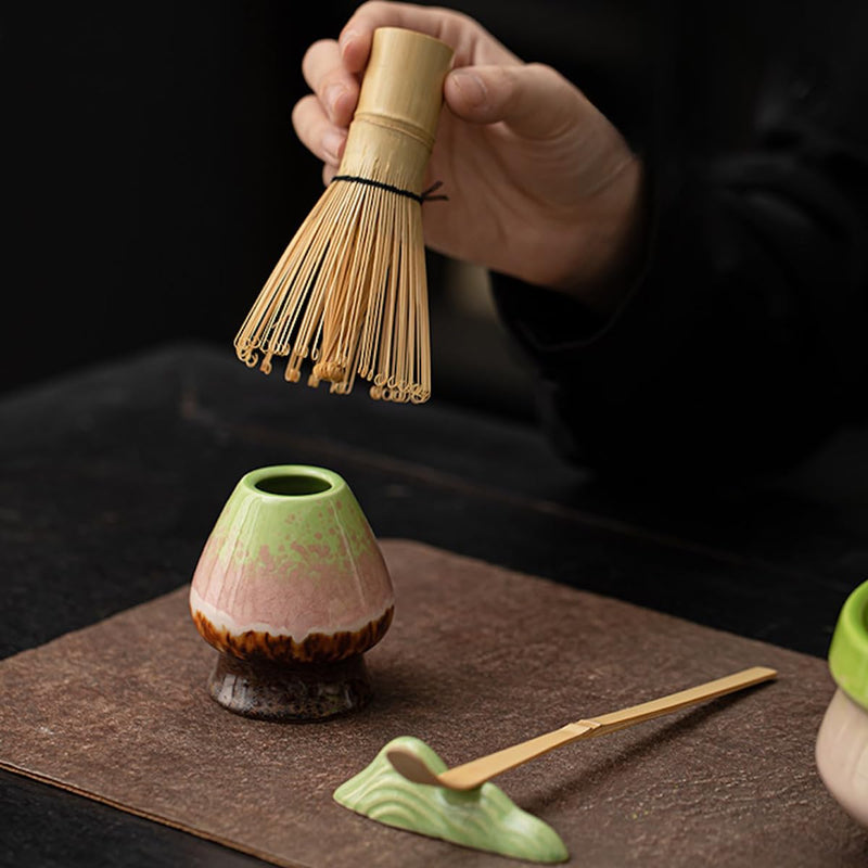 JIKANNOYA 抹茶 セット matcha set 茶道具 4点セット陶器 抹茶茶碗 bowl 茶杓 茶杓立て 茶せん 百本立 whisk 茶筅立て くせ直し 綿茶巾 抹茶篩 お手入れも簡単 初心者 自宅用 ceremony 母の日 父の日 誕生日 贈り物 gift おしゃれ cute 高級 CJ132