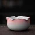 抹茶茶碗(グレイッシュピンク（4フラワー)