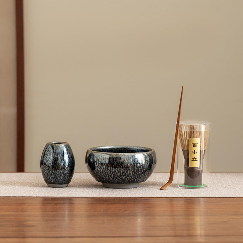JIKANNOYA 抹茶 セット matcha set 茶道具 4点セット陶器 抹茶茶碗 bowl 茶杓 茶せん 百本立 whisk 茶筅立て くせ直し お手入れも簡単 初心者 自宅用 ceremony 母の日 父の日 誕生日 贈り物 gift おしゃれ cute 高級 おうち時間グッズ CJ165