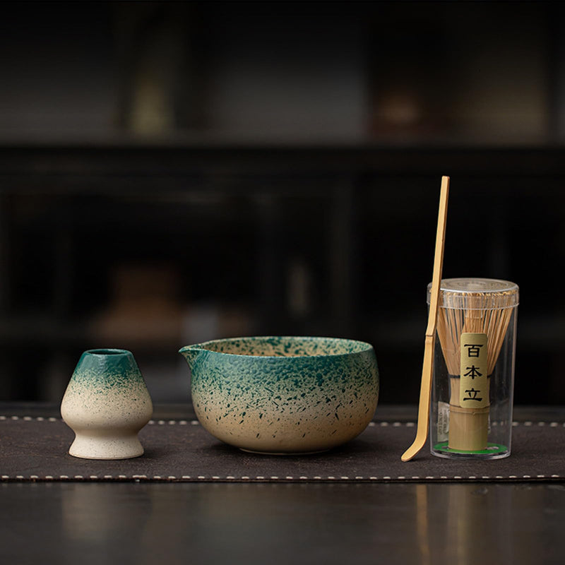 JIKANNOYA 抹茶 セット matcha set 初心者 茶道具 4点セット 陶器 抹茶茶碗 bowl 茶杓 茶せん 百本立 whisk 茶筅立て くせ直し お手入れも簡単 自宅用 ceremony 母の日 父の日 誕生日 贈り物 gift おしゃれ cute 高級 おうち時間グッズ CJ181