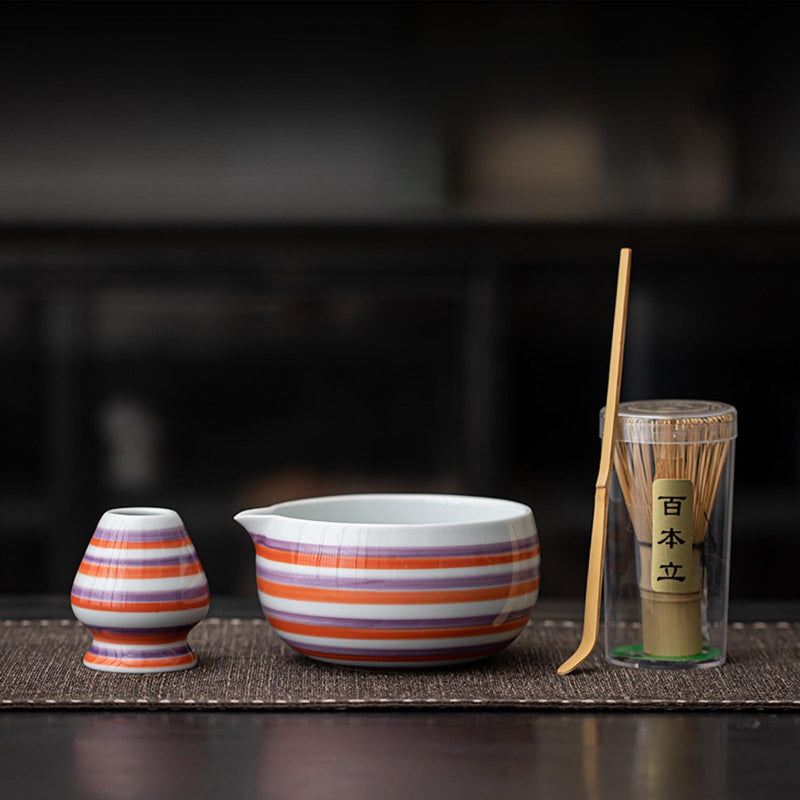 JIKANNOYA 抹茶 セット matcha set 茶道具 4点セット陶器 抹茶茶碗 bowl 茶杓 茶せん 百本立 whisk 茶筅立て くせ直し お手入れも簡単 初心者 自宅用 ceremony 母の日 父の日 誕生日 贈り物 gift おしゃれ cute 高級 おうち時間グッズ CJ166